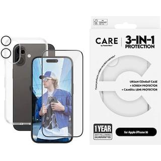 CARE By PanzerGlass iPhone 16 3-i-1 FLAGSHIP Bundle - Skærmbeskyttelse (UWF) / Bagsidecover / Kamerabeskyttelse - Gennemsigtig