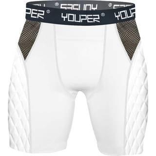 Youper Adult Elite kompressionspolstret glideshorts m/koplomme til baseballfodbold (Hvid X-Large)