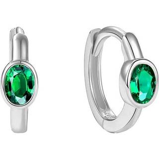 MerlePerle - Carolina creoler i sølv m. oval grøn zirkonia**