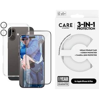 CARE By PanzerGlass iPhone 16 Plus 3-i-1 FLAGSHIP Bundle - Skærmbeskyttelse (UWF) / Bagsidecover / Kamerabeskyttelse - Gennemsigtig