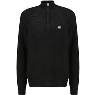 Tommy Jeans Quarter Zip Knit Jumper Black