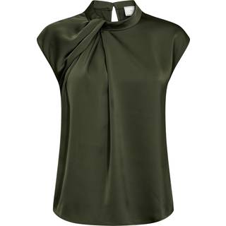 Neo Noir Fleur Drapy Satin Bluse - Army - str. 36