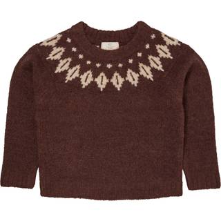 Copenhagen Colors Strikket sweater i Dark Brown og Cream 104cm  Brun  104 cm  Unisex