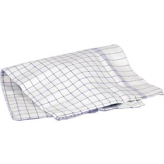 Kokkeviskestykke 90x50cm hvid med blå tern