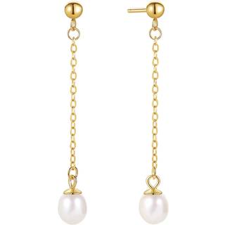 MerlePerle - Mai perleøreringe m. kæde i forgyldt sølv**