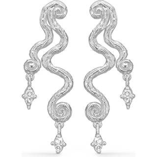 Studio Z - Wave sølv øreringe med sten - 7117856