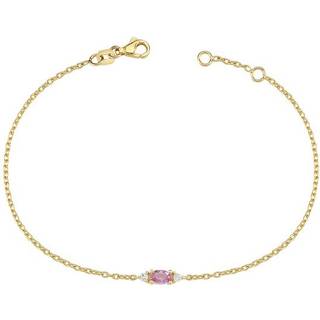 Petit oval - Pink safir armbånd i 14 kt. guld med i alt 0,05ct.
