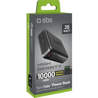 SBS NanoTube Powerbank 10.000mAh - Sort (På lager i varehus)