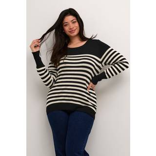 Kaffe Curve Kclizzy Striped Knit Pullover Strik 10582600 Black/Feather Gray Mel. Stripe (LARGE)