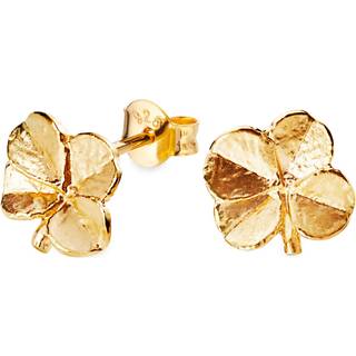 Flora Danica - Firkløver ørestikker i 22kt guldbelagt sølv - flc-stpc-g