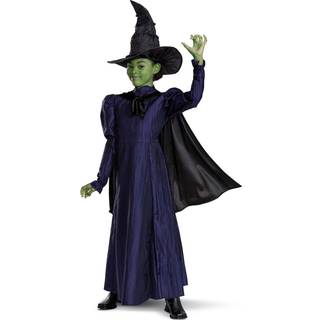 Wicked Elphaba-kostume til piger Deluxe Officiel Wicked Elphaba Costume Cape and Hat Kids Size (7-8)