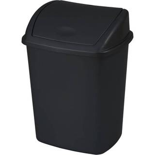 Affaldsspand 15 liter med svinglåg til gulv eller væg i plast sort