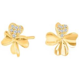 Joanli Nor - Guldbelagt firkløver ørestikker med sten - 30453495900