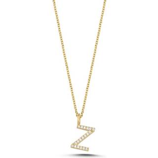 Bogstav vedhæng i 14 kt guld med Z i alt 0,095ct - 9,5 mm