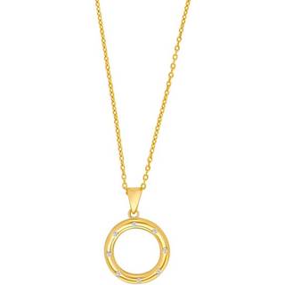 Siersbøl 8kt. Guld vedhæng cirkel med cubic zirkonia inkl. forgyldt kæde