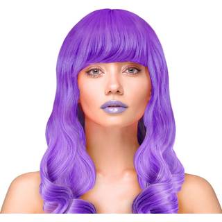 Deluxe Lang Bølget Lilla Paryk – Transformer dit look til festen