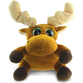Dollibu Plush Big Eye Moose Fyldt dyr - Soft Huggable Big Eyes Sitting Brown Moose Adorable Animal Plush Toy Sweet Wild Life Cuddle Gifts Super S
