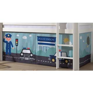 Legetæppe-forhæng til mellemhøj seng – Politi, blå
