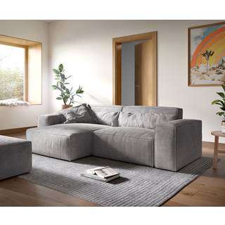 Ecksofa Sirpio XL 270x170 cm Cord Silbergrau Recamiere variabel mit Hocker - silbergrau