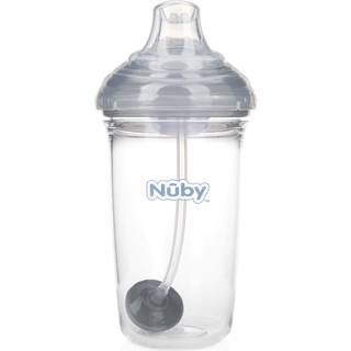 Nuby Tritan no-Spill Trainer Cup med silikone-tud og 360 v?gtet halm med hygiejnisk d?kning