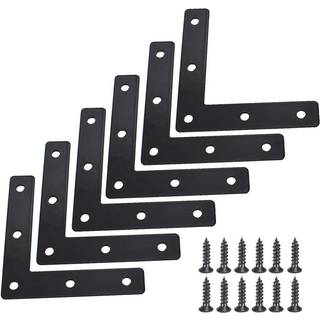 20 stk sort flad hj?rneb?jlebeslag 80mmx80mm metal h?jre vinkel hj?rneb?jle L -formede beslag Mending Plate Bracket med skruer
