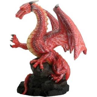 R?d drage p? rock fantasy figur