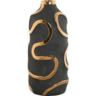 Vase Home ESPRIT Grå Gylden Stentøj Abstrakt Moderne 19 x 19 x 45 cm