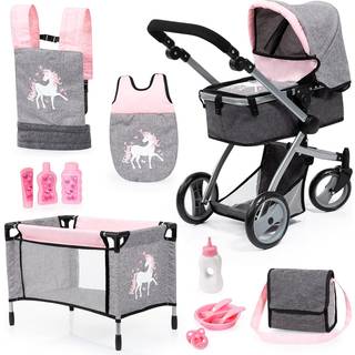 Bayer Design Doll's Pram Mega Set - Pink / Grey (18333AC)