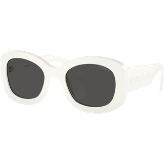 Prada Kvinde PR A13S 1425S0 Solbriller Acetat Hvid Grå Rund Normal