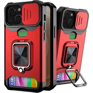 Multifunktionel 4-i-1 iPhone 13 Mini Hybrid Cover - Rød