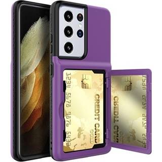 Samsung Galaxy S21 Ultra 5G Hybrid Cover med Spejl og Kortholder - Lilla