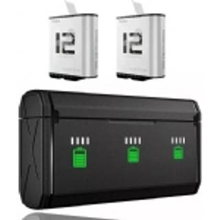 TELESIN Batteri Opladningscase & 2x Stamina Batteri Kit - GoPro Hero 9 / 10 / 11 / 12 - Sort