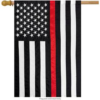 Tynd rød linje applikation og broderet husflag brandmand 28 """" x 50 """"