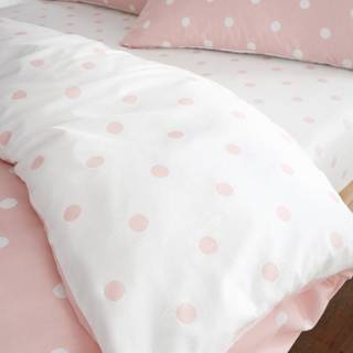 Catherine Lansfield Catherine Lansfield Blush Pink Brushed 100% Cotton Polka Dot Fitted Bed Sheet