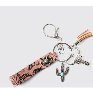 Mens Western Brown Fringe Keychain
