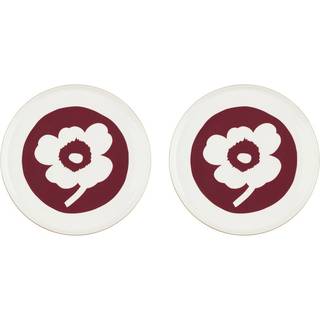 Unikko tallerken Ø25, hvid/cherry, 2 stk.