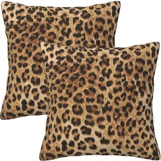 Leopard pude d?kker 18x18 i sofa pudebetr?k s?t af 2 moderne dekorative firkantede kaste puder til hjem stue sovev?relse seng pude udend?rs