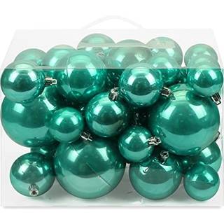 AMS 40CT JULBALL PLATED ORNAMENTS Træopsamling til ferie bryllupsfest dekoration (40ct perle turkis)