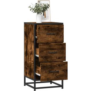 skab 35,5x35x76 cm konstrueret træ og metal røget egetræsfarve