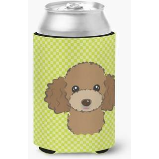 Checkerboard Lime Green Chocolate Brown Poodle Can eller flaske Hugger BB1318cc