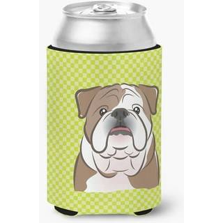 Checkerboard Lime Green English Bulldog kan eller flaske Hugger BB1281cc