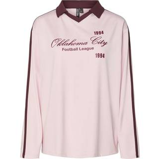 Pieces - Pcfeng Ls Oversize Polo - Bluser og skjorter til kvinder - Pink-a-boo - XS