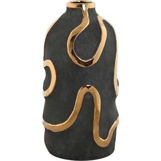 Vase Home ESPRIT Grå Gylden Stentøj Abstrakt Moderne 17 x 17 x 35 cm