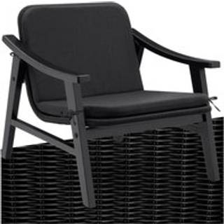 Polyrattan havestol Treviso, træramme og polstring - sort
