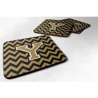 """" Caroline's Treasures CJ1050-YFC-brev y Chevron Black and Gold Foam Coaster (Sæt på 4) 3.5 """" ""Multicolor"" ""