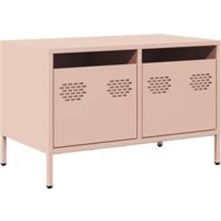 tv-bord 68x39x43,5 cm koldvalset stål lyserød