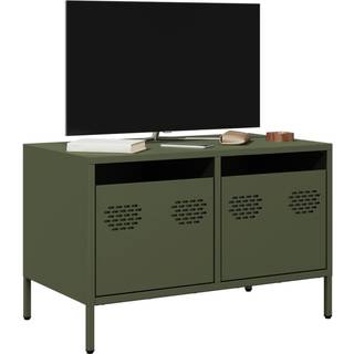 tv-bord 68x39x43,5 cm koldvalset stål olivengrøn