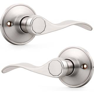 Probrico-pakke med to dummy d?rh?ndtag til venstre h?nd og h?jre h?nd b?rstet nikkel indvendig d?rh?ndtag B?lgestil ikke-drejende d?rknap rustfri