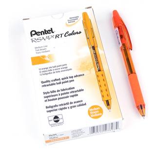 Pentel RSVP RT farver udtr?kkelig kuglepen (1,0 mm) Medium Line Barrel Orange Ink Box med 12 (BK93CRF-F)
