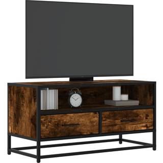 tv-bord 80x34,5x40 cm konstrueret træ metal røget egetræsfarve